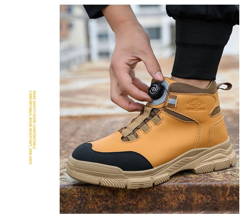 Rotating Button Safety Boots Men Women Steel Toe Shoes Winter Work Safety Shoes Indestructible Protective Security Work Boots
