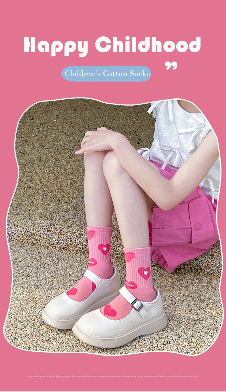 5 Pairs Children's Socks Girls Boys Trendy Pattern Sport Sock Autumn Kids Mid-calf Socks Cotton Socks