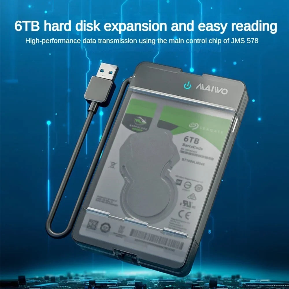 MAIWO Type C USB3.0 External Hard Drive Enclosure for 2.5 Inch 5Gbps SATA HDD and SSD Hard Disk Case Tool-Free Support UASP