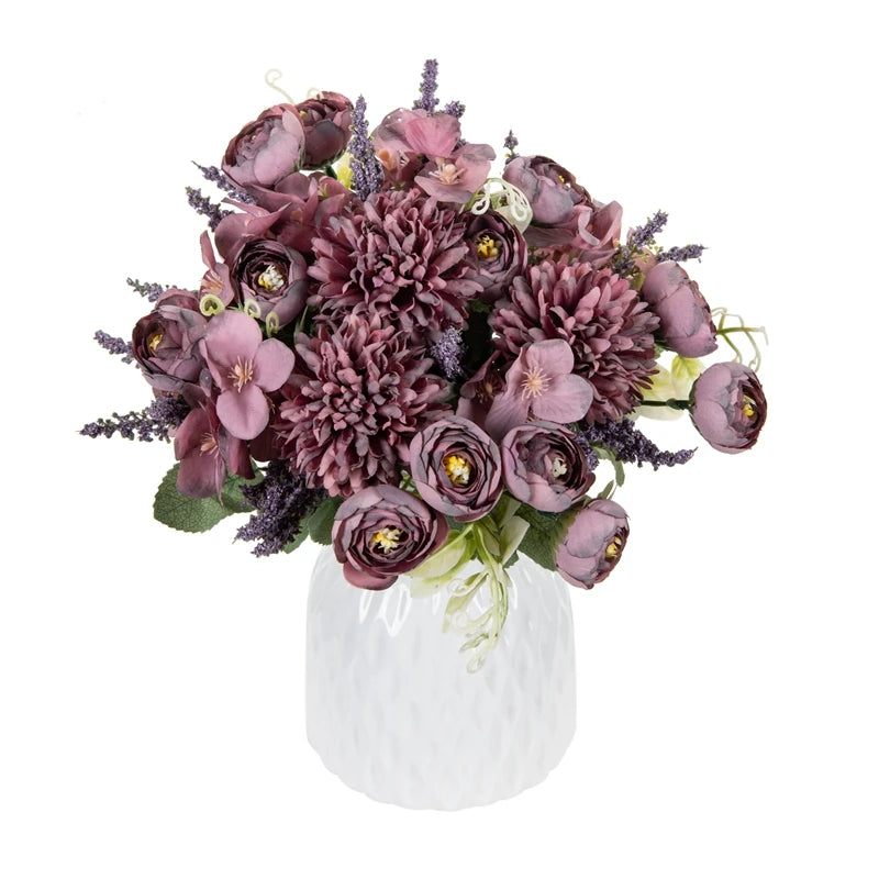Artificial Hydrangea Flowers for Scrapbook Silk Tea Rose buds Vase for Home Decor Wedding Bouquet DIY A Cap Christmas Garland