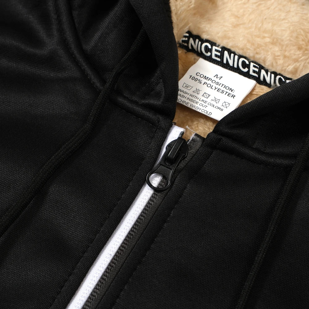 Trendy Sweatshirt Coat Front Pockets Warm Zipper Lamb Wool Jacket Men and Woman Winter Pure Color Plush Lined Cardigan Hoodie