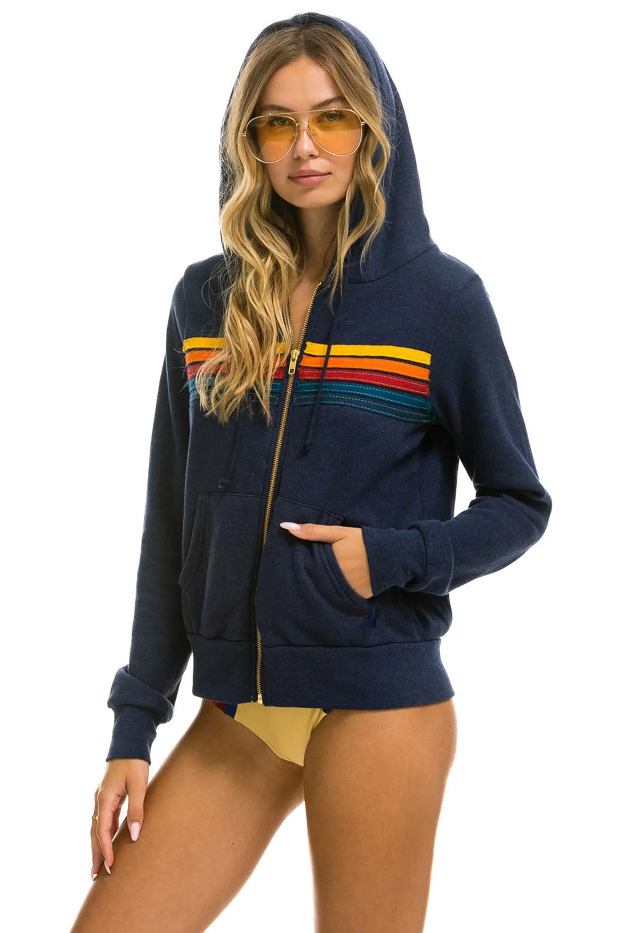 Donsignet Women Hoodies Coat 2021 New Casual Rainbow Hooded Sweatshirts Fashion Zip-up Striped Cardigan Men Hoodies