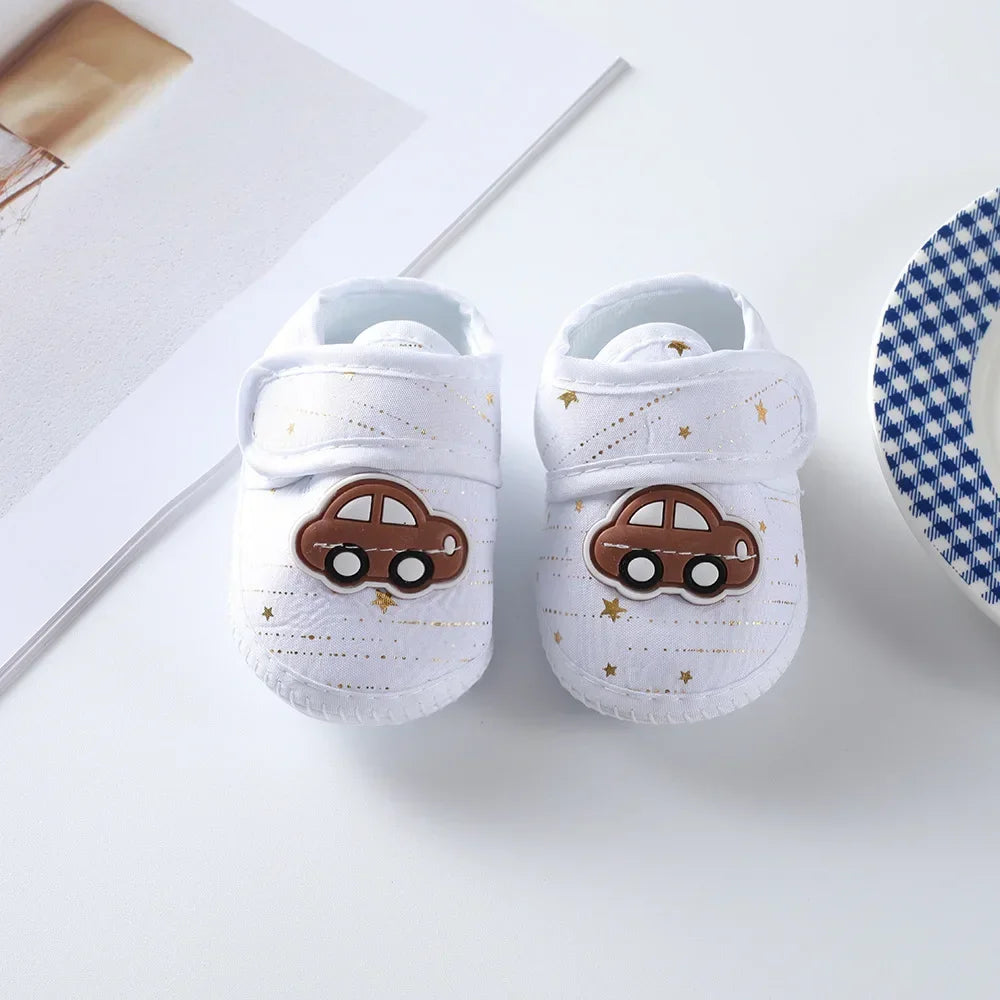 Cotton Newborn Baby Shoes Cartoon Pattern First Walkers for Girl Boy Plaid Soft Sole Walking Sandals 0-12month