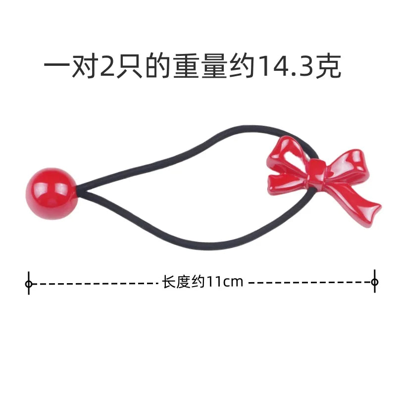 2pcs/lot Fashion Pink Bow Ball Hair Accessories Children Rubber Bands Scrunchies Elastic Hair Bands Girls Headwear Ties