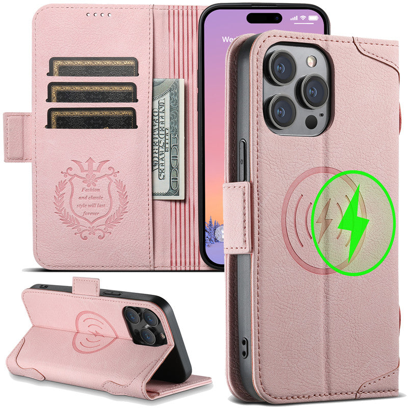 EUCAGR Magsafe Business Leather Wallet Phone Case For iPhone 12 13 14 15 Pro Max Plus 15Plus 14Pro With Flip Card Holder Cover