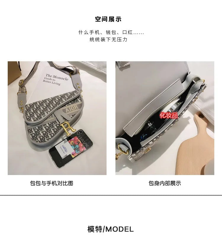 Bag women 2023 new retro women's bag single shoulder hand crossbody small bag fashion foreign underarm saddle bag