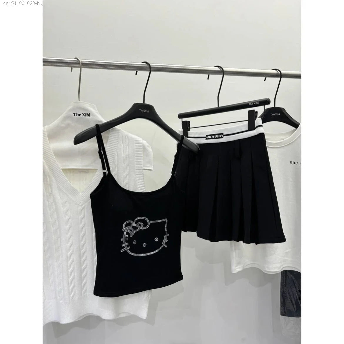 Sanrio Hello Kitty Diamond Tank Top With Bra Sexy Fashion Gothic Aesthetic Crop Top Y 2k Girls New Summer Youthful Woman Clothes