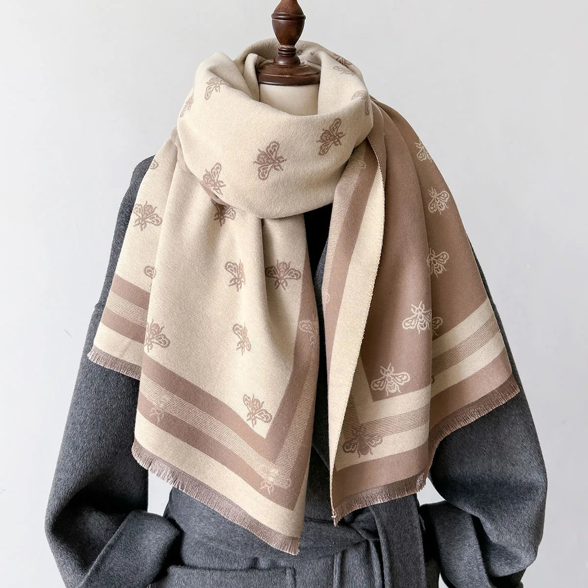 Luxury Brand Cashmere Women Floral Scarf Winter Warm Shawl and Wrap Bandana Pashmina Female Foulard Square Thick Blanket Poncho