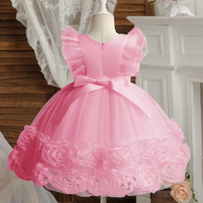 Cute Baby Girls Princess Dress for Party Toddler Summer Tutu Kids Wedding Birthday Dresses for 1-5Y Flower Girl Fluffy Gala Gown