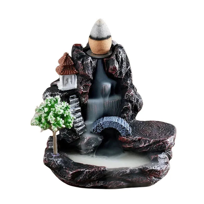 Backflow Incense Holder Waterfall Incense Burner Home Decor Aromatherapy Ornament Incense Cones with Backflow Incense Cones