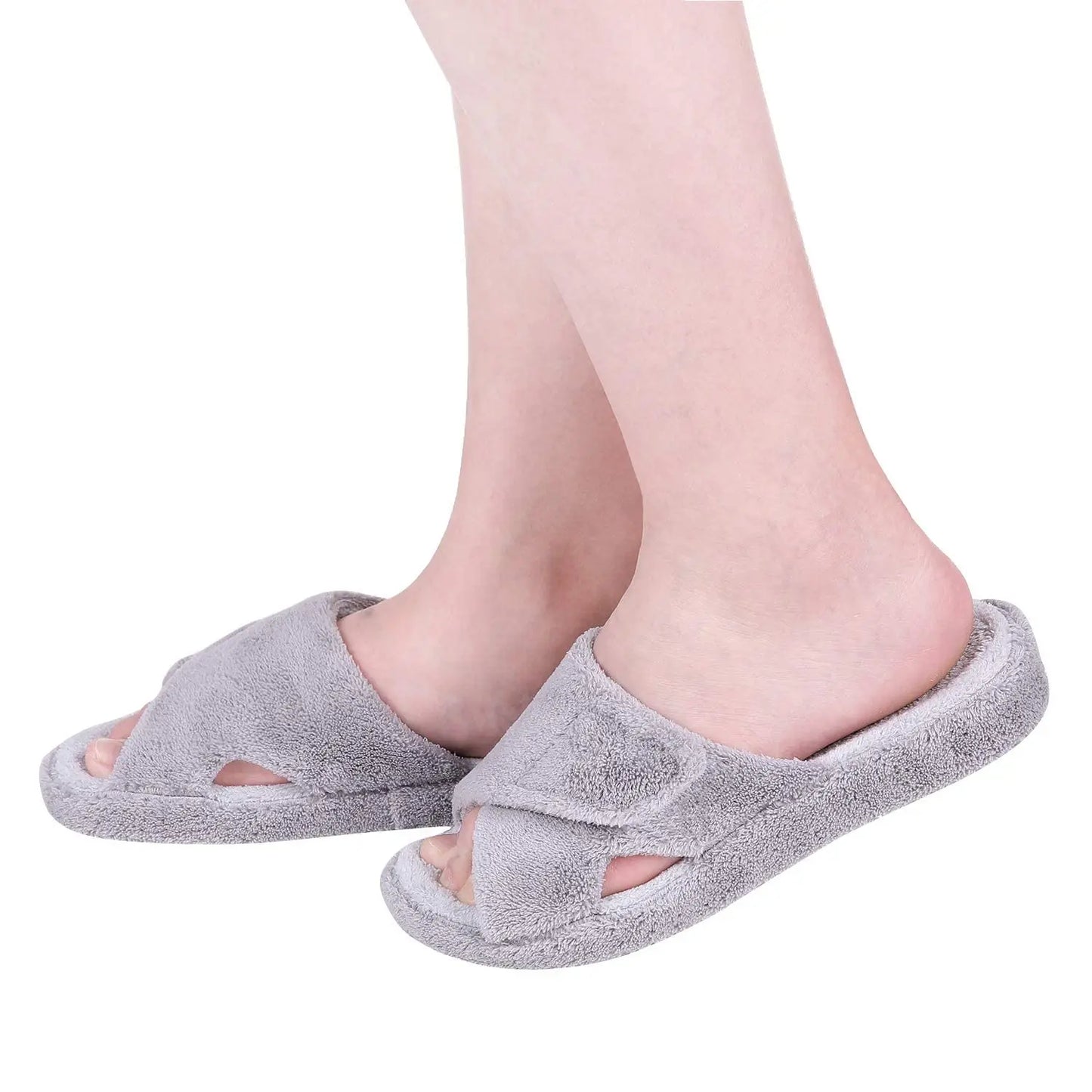 Pallene Cross Band Cotton Slippers Women Indoor Fuzzy Slippers For Ladies Non-slip Cozy Flats Slippers Open Toe House Slippers