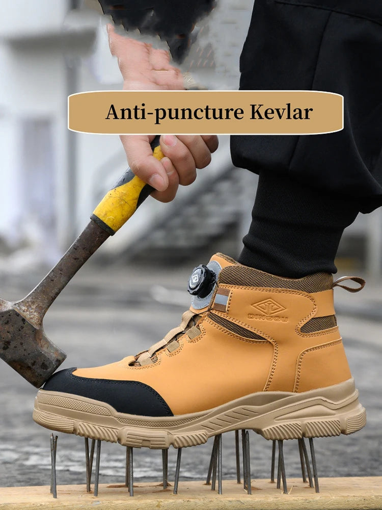 Rotating Button Safety Boots Men Women Steel Toe Shoes Winter Work Safety Shoes Indestructible Protective Security Work Boots