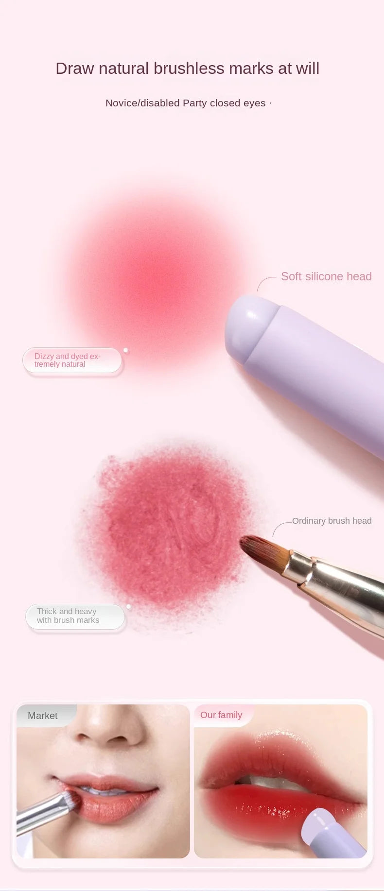 Upgrade Silica Gel Lip Brush with Cover Portable Lipstick Brush Macaron Color Mini Makeup Brush Crease Concealer Makeup Tool