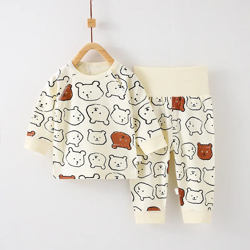 Children's 2-Piece Set Of Cotton Pyjamas Underwear Boneless A Toddler Long-Sleeved Trousers Baby Clothes Baby Clothes Homewear
