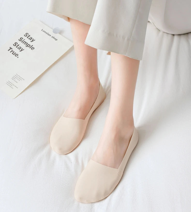 Summer Nylon Ice Silk Boat Socks Women No Show Breathable Low Cut Ankle Silicone Non-slip Invisible Thin Comfortable Bottom