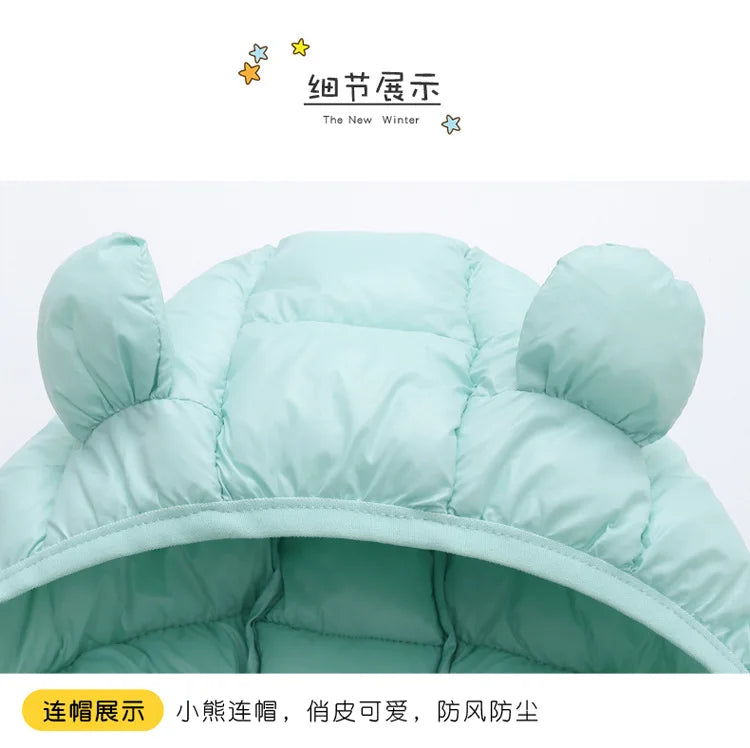 Cute Baby Girls Winter Clothes Kids Light Down Coats with Ear Hoodie Spring Girl Jacket Toddler Children Clothing for Boys Coat