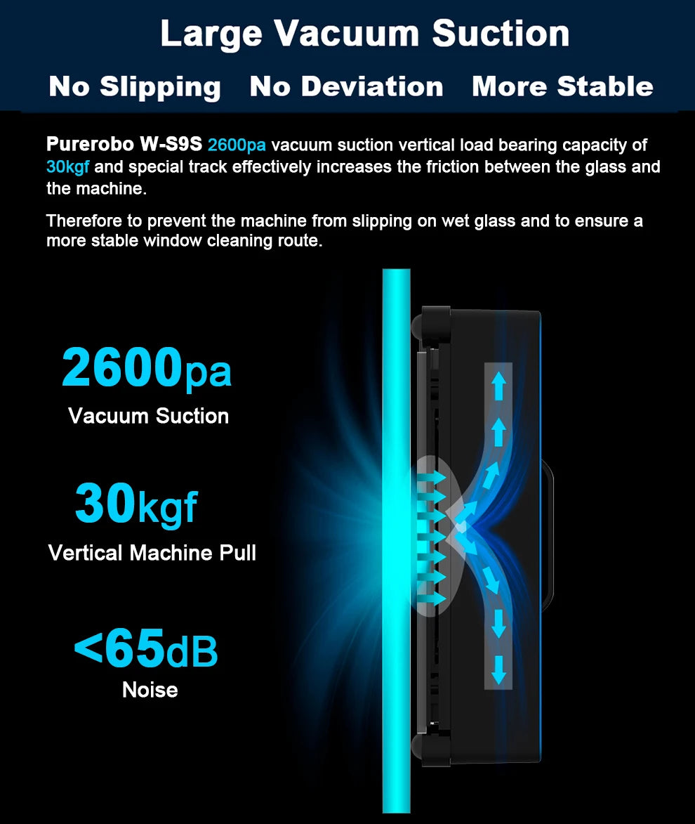 Purerobo W-S9S Window Cleaning Robot Smart APP& Remote Control Automatic Water Spray Clean Glass Electric Vacuum Cleaner Robot