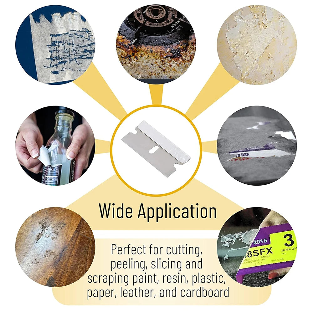 Double Edge Razor Blade Scraper with 20PCS Blades Car Stickers Remover Window Glass Stove Decals Labels Paint Cleaning Shovel