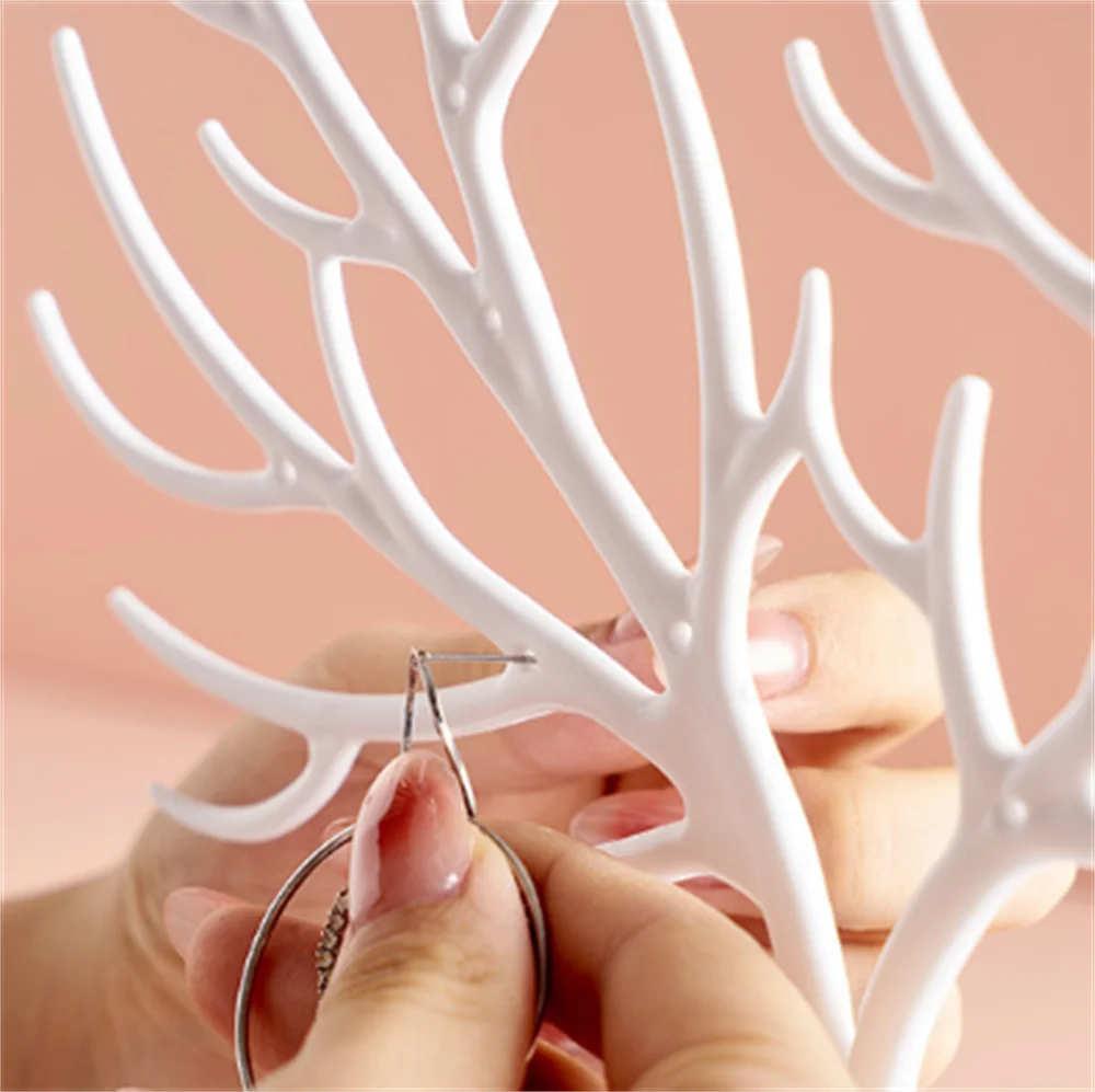 Jewelry Display Stand Tray Tree Storage Racks Earrings Necklaces Rings Jewelry Boxes Case Desktop Organizer Holder Make Up Decor