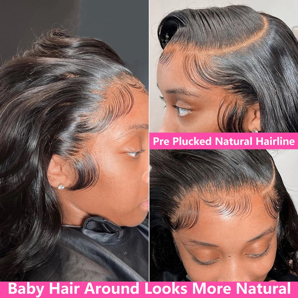 Body Wave 13x5 HD Transparent Lace Front 100% Human Hair Wig black 13x6 Lace Frontal Wigs 30 32 34 Inch Pre Plucked For Women