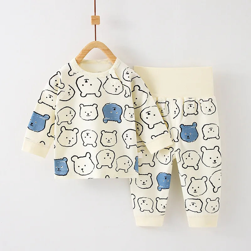 Children's 2-Piece Set Of Cotton Pyjamas Underwear Boneless A Toddler Long-Sleeved Trousers Baby Clothes Baby Clothes Homewear