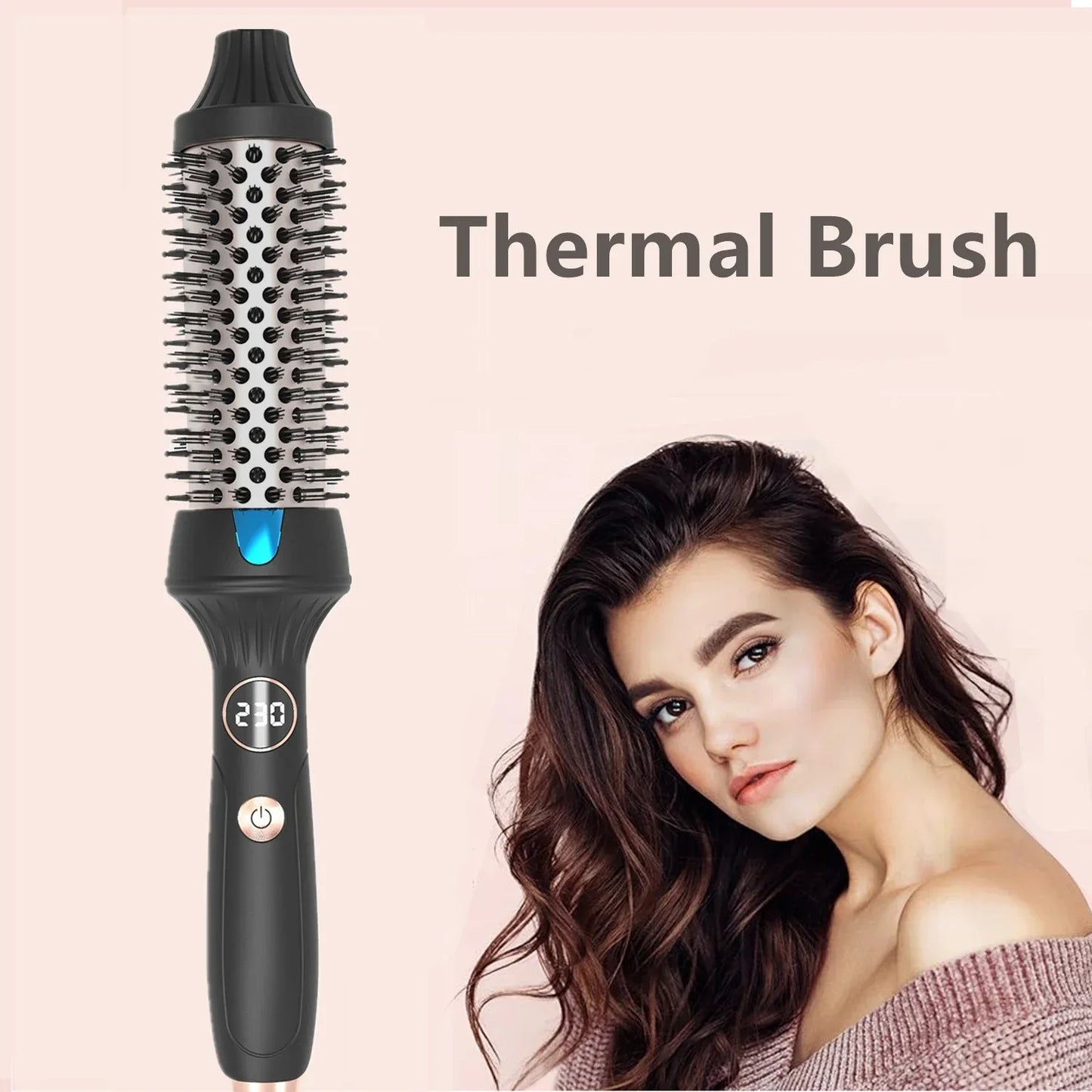 Thermal Brush 1.5 Inch Heated Curling Brush Ceramic Curling Iron Volumizing Brush Heating Round Travel Hair Curler Comb