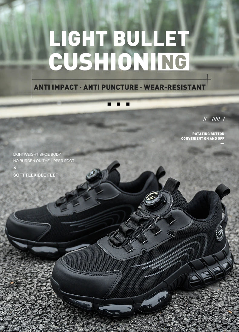 Rotating Button Safety Shoes Men Work Sneakers Indestructible Shoes Puncture-Proof Protective Shoes Work Boots Steel Toe Shoes