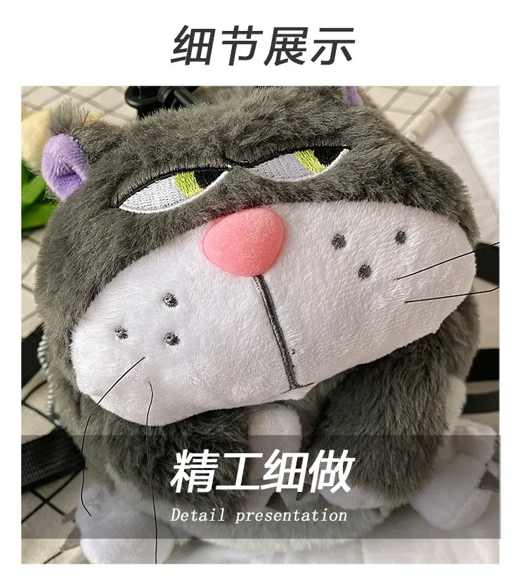 Disney Lucifer Cat Backpack Women Plush Bag Anime Cinderella Pet Plush Shoulder Bag Portable Drawstring High Capacity Girl Gift