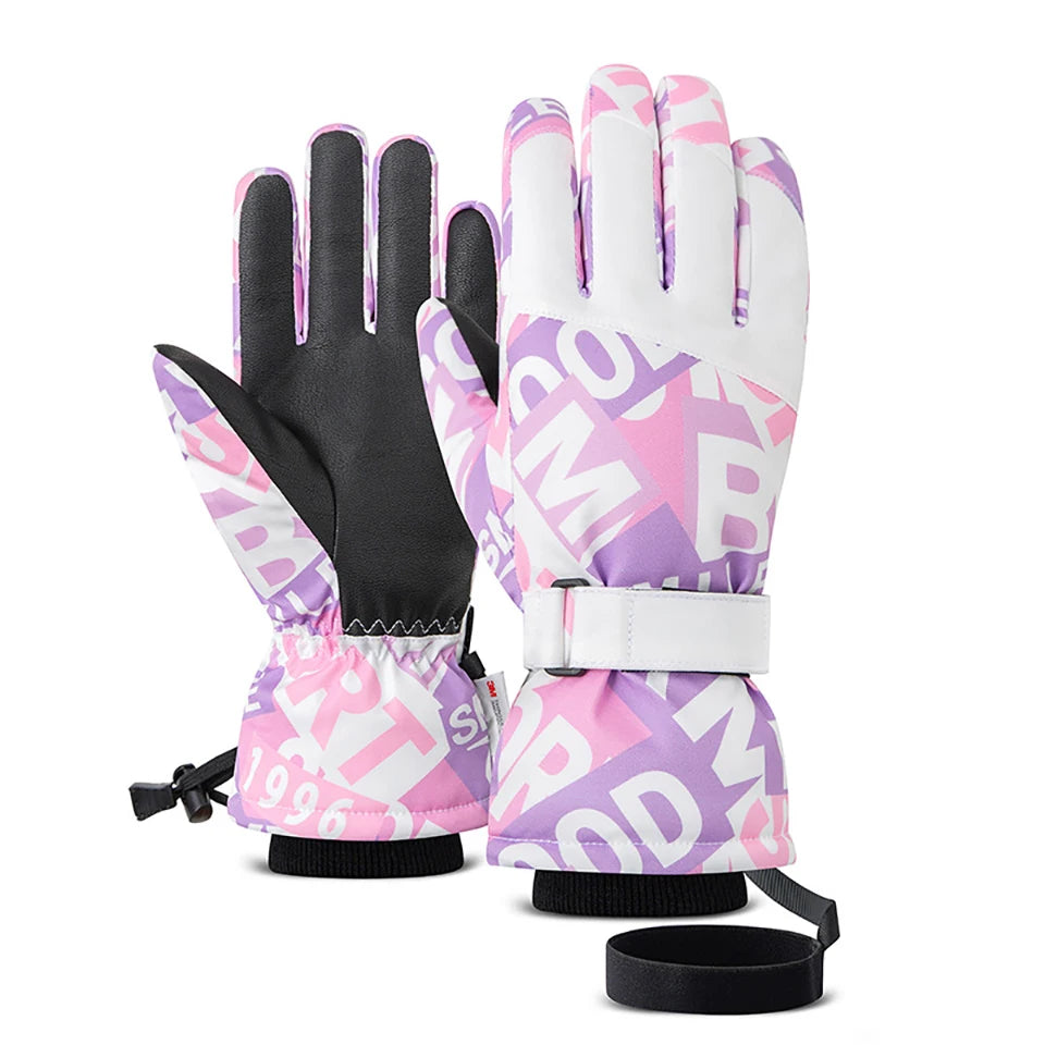 LOOGDEEL Ski Gloves Warm Winter Snowmobile Snow Snowboard Thermal Gloves Waterproof Touchscreen Function Windproof Plush Mittens