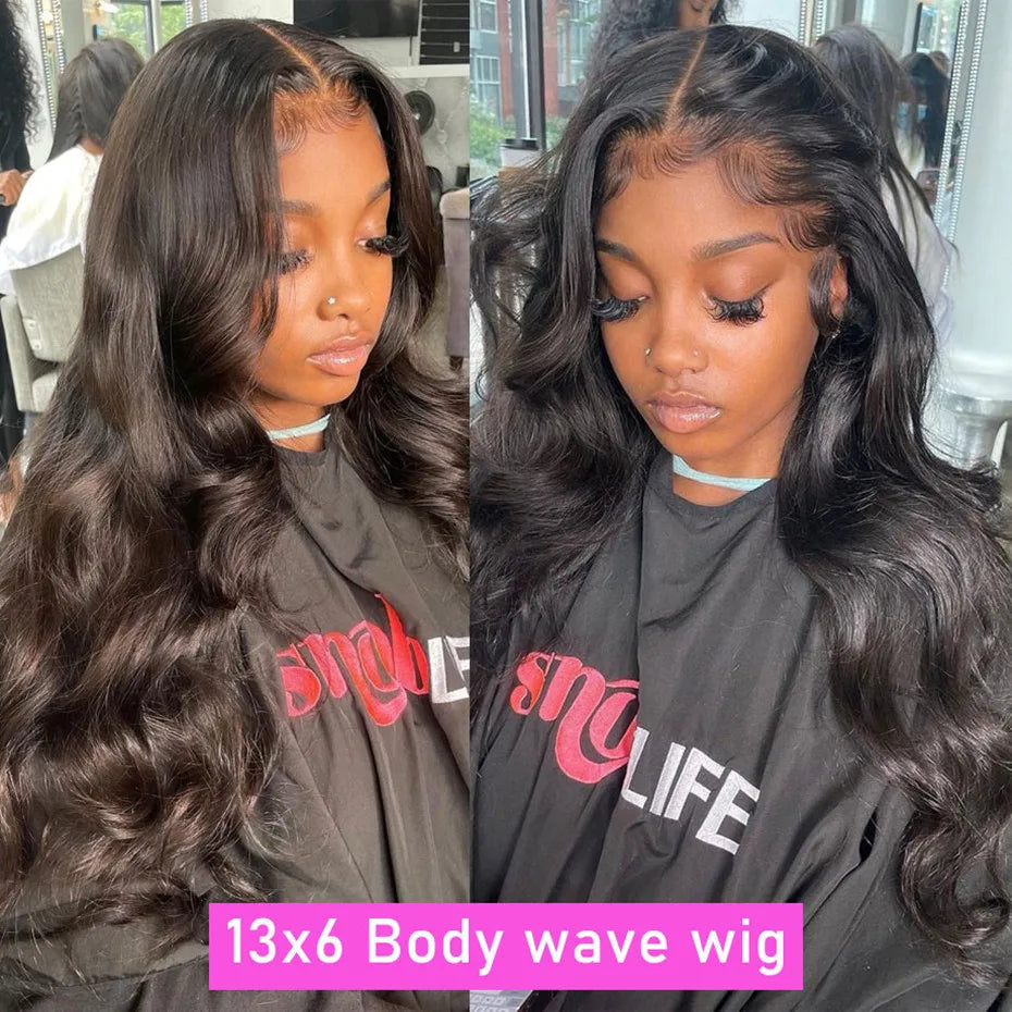 Body Wave 13x5 HD Transparent Lace Front 100% Human Hair Wig black 13x6 Lace Frontal Wigs 30 32 34 Inch Pre Plucked For Women