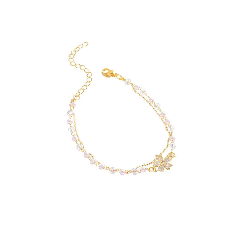Gold Color Bracelet Set of Four Stainless Steel Sequins Rhinestone Bracelet Combination for Women Chain Bracelet Jewelry Gifts