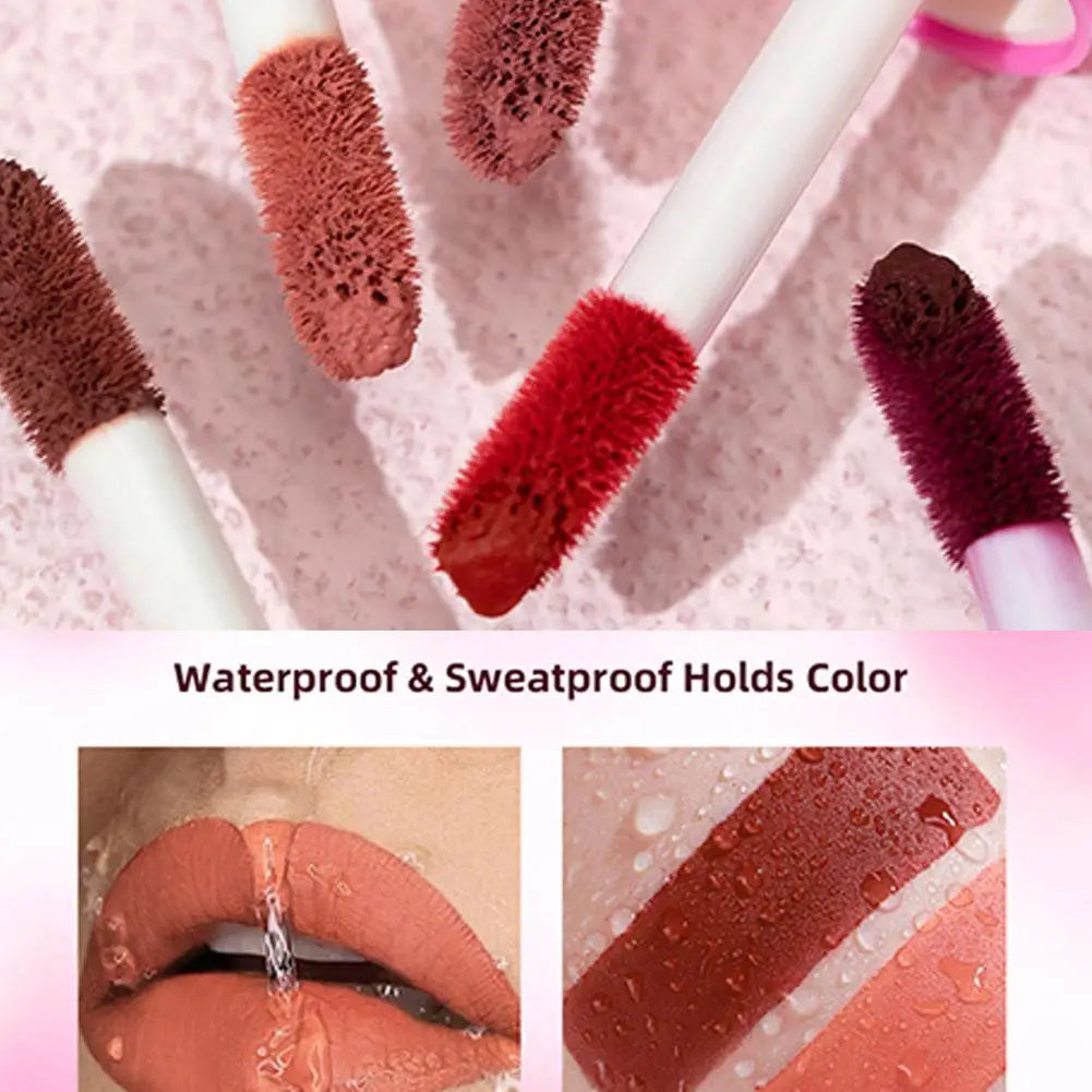 Dark Brown Lip Glaze Matte Liquid Lipstick Makeup Waterproof Gloss Cosmetics Tint Sexy Velvet Lip Pigment Red Lasting Lip O2s8