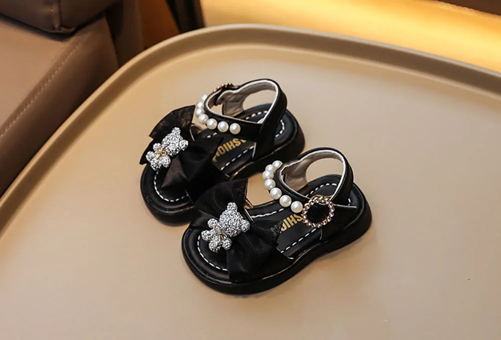 Summer Princess Sandals For Baby Girls Cute Bear Bow Fashion Toddler Shoes Soft-soled Breathable Casual Shoes For Infant Baby