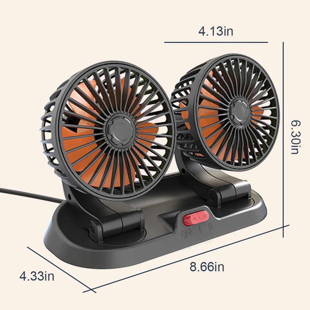 5/12/24V Car Fan Cooling Car Fan Dual Head Usb Car Fan 2 Speeds Adjustable for Auto Cooler Air Fan Car Accessories Fan