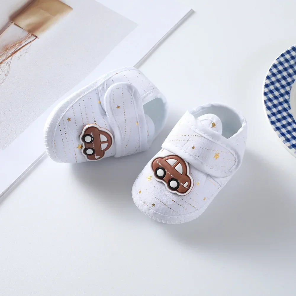 Cotton Newborn Baby Shoes Cartoon Pattern First Walkers for Girl Boy Plaid Soft Sole Walking Sandals 0-12month