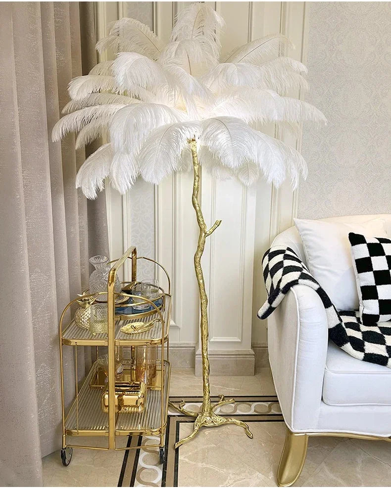 Nordic Feather Floor Lamp Light Luxury Internet Celebrity Ostrich Ins Live Broadcast Room Decoration Atmosphere Table