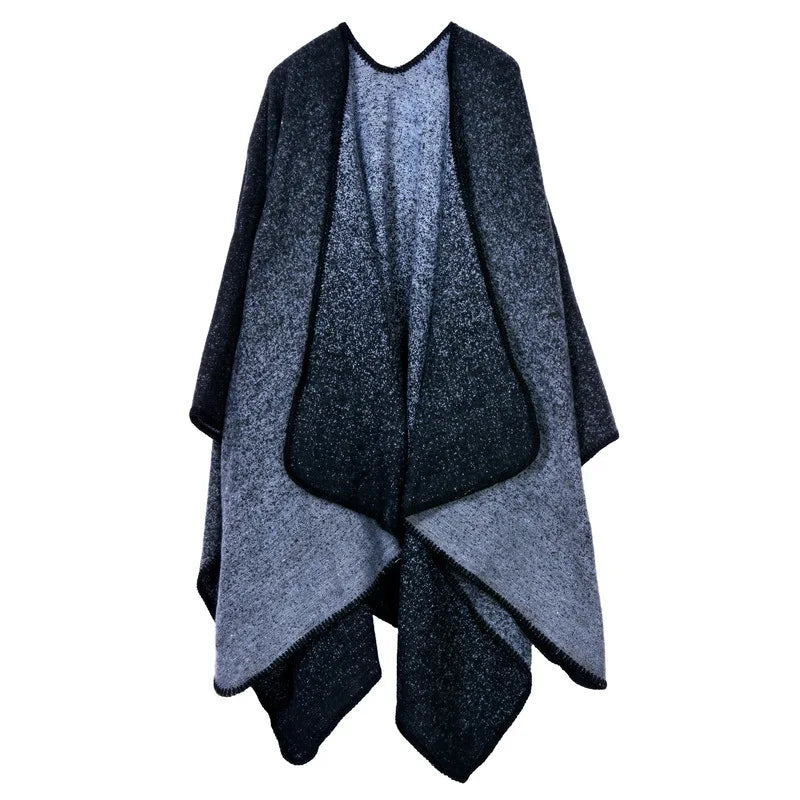 Thicken Winter Shawl Wraps Cape Women Fall Ponchos Plus Size Block Plaid Open Front Sweater Fleece Scarf Coat Holiday Outfits