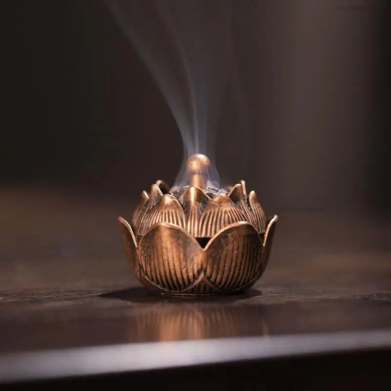 Lotus Incense Burner Buddhism Faucet Incense Stick Holder Mini Sandalwood Censer Craft Home Offering Tea Table Decor Ornament