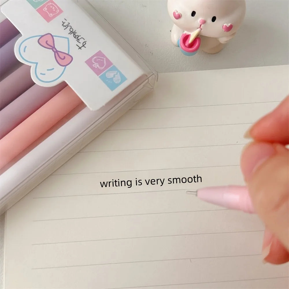 6Pcs Creative Cute Morandi Color Gel Pen Kawaii Quick Drying Student Writing Ballpoint Pen School Office Stationery Supplies