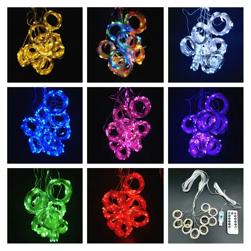 LED Garland Curtain Lights 8 Modes USB Remote Control Fairy Lights String Wedding Christmas Decor for Home Bedroom New Year Lamp