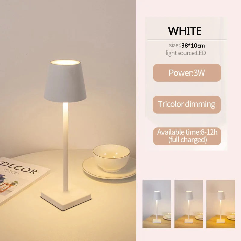 LED Desk Lamp Bar Restaurant Ambiance Wireless Table Lamps Study Office Night Light Waterproof Touch Lamp with USB Charging