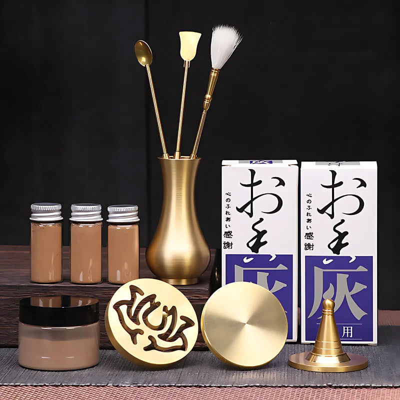 DIY Aromatherapy Set Brass Incense Burner Making Kit Incense Mold Stand Yoga Meditation Study Home Aromatherapy Ornaments