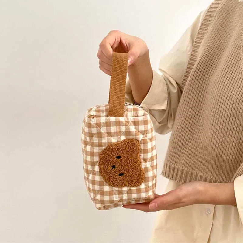 Cute Bear Cosmetic Makeup Bag for Mom Mommy Diaper Bag Nappy Storage Portable Stroller Bags Zipper Baby Organizer Toiletry Kits