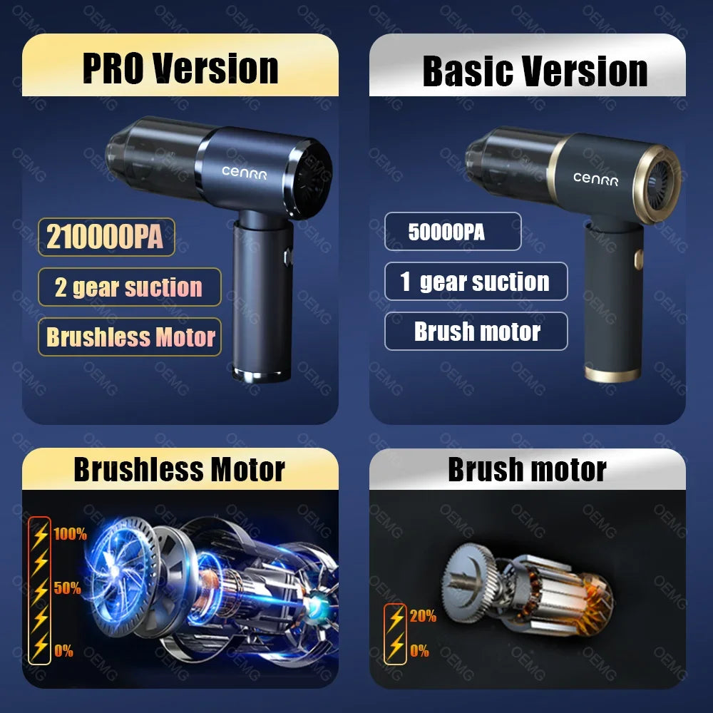CENRR Car Vacuum Cleaner High Pressure 210000PA Wireless Vacuum Cleaner Cordless Vacuum Cleaner High Suction Cleaning Machine