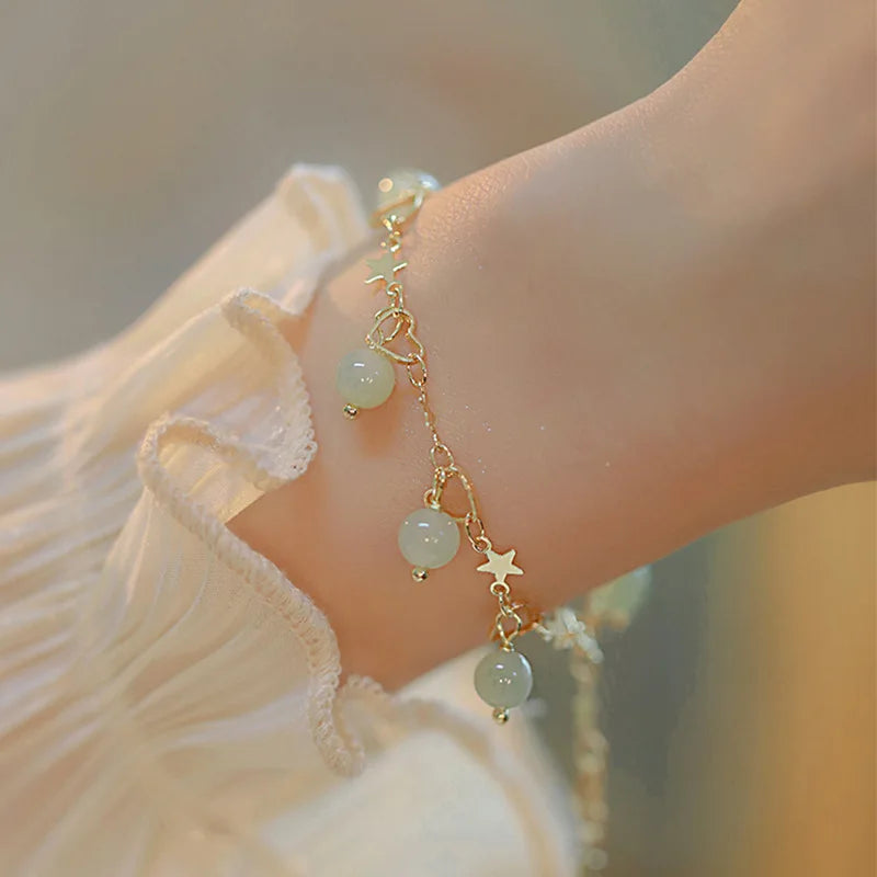 Gold Color Bracelet Set of Four Stainless Steel Sequins Rhinestone Bracelet Combination for Women Chain Bracelet Jewelry Gifts