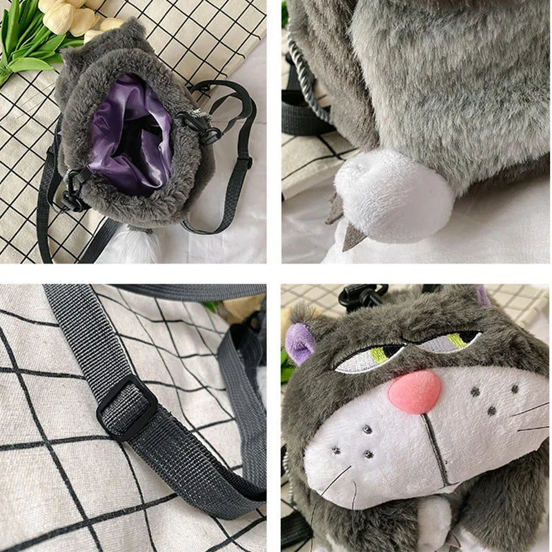 Disney Lucifer Cat Backpack Women Plush Bag Anime Cinderella Pet Plush Shoulder Bag Portable Drawstring High Capacity Girl Gift