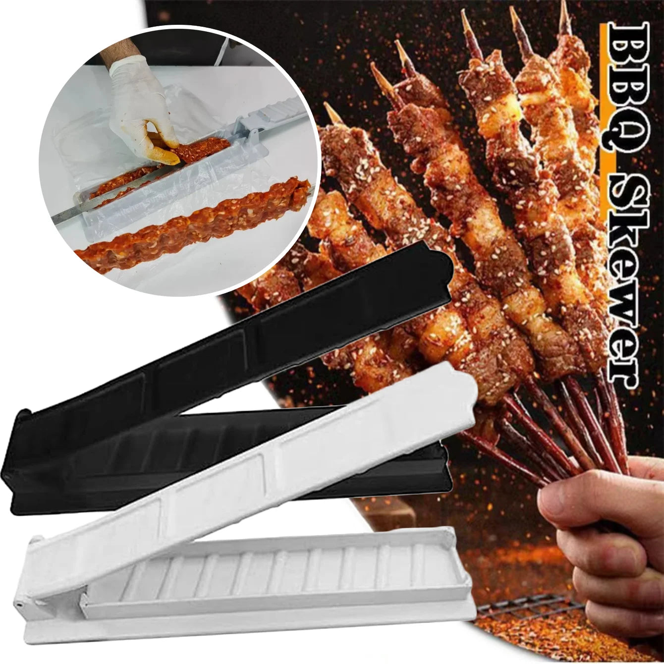 Kebab Maker BBQ Meat Skewer Barbecue Skewer Mold Reusable Turkish Kabob For Outdoor Barbecue Preparation Kitchen Grill