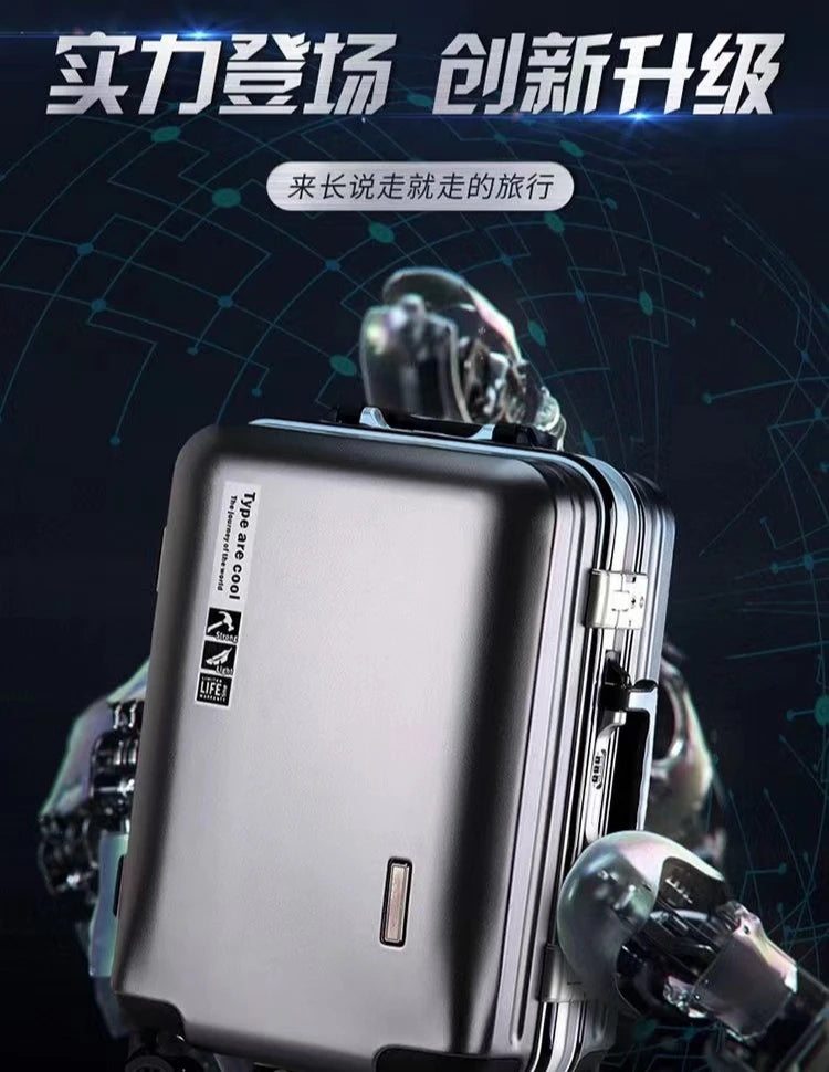 Aluminium Frame Suitcase on Wheels Business Zipper Carry-on Cabin Suitcase USB Port 28-inch Luggage Carrier Trolley Case