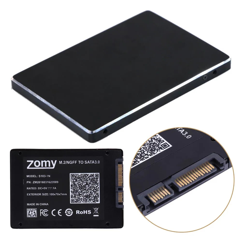 B Key M.2 NGFF SSD to 2.5" SATA 3.0 Converter Adapter Card 2230 2242 2260 2280 for Windows2000/XP/7/8/10 Vista Linux MAC