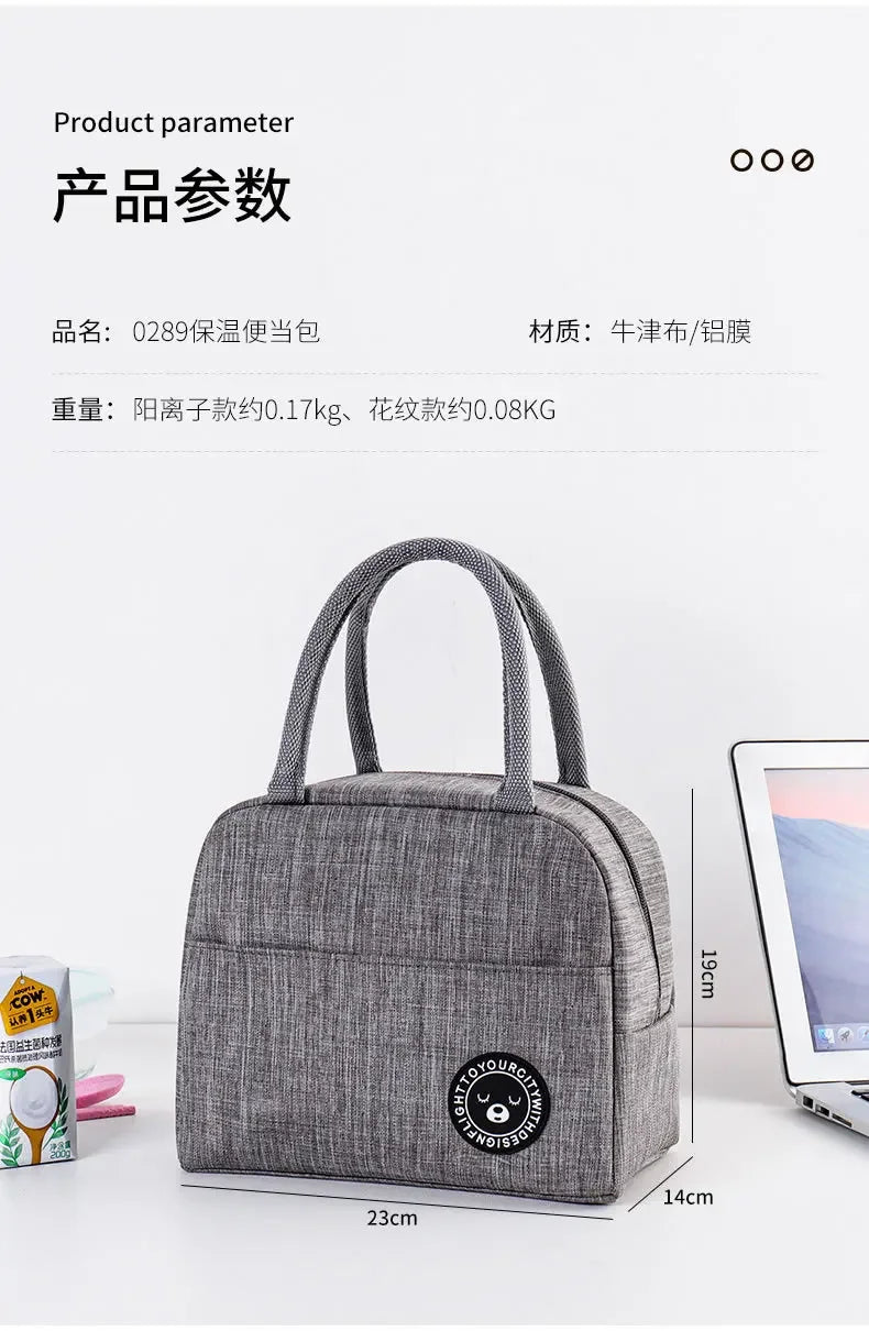 Lunch Box Picnic Travel Portable Food Storage Breakfast Thermal Food Bag Lunch Bag Handle Insulation Cooler Bag for Women Kid
